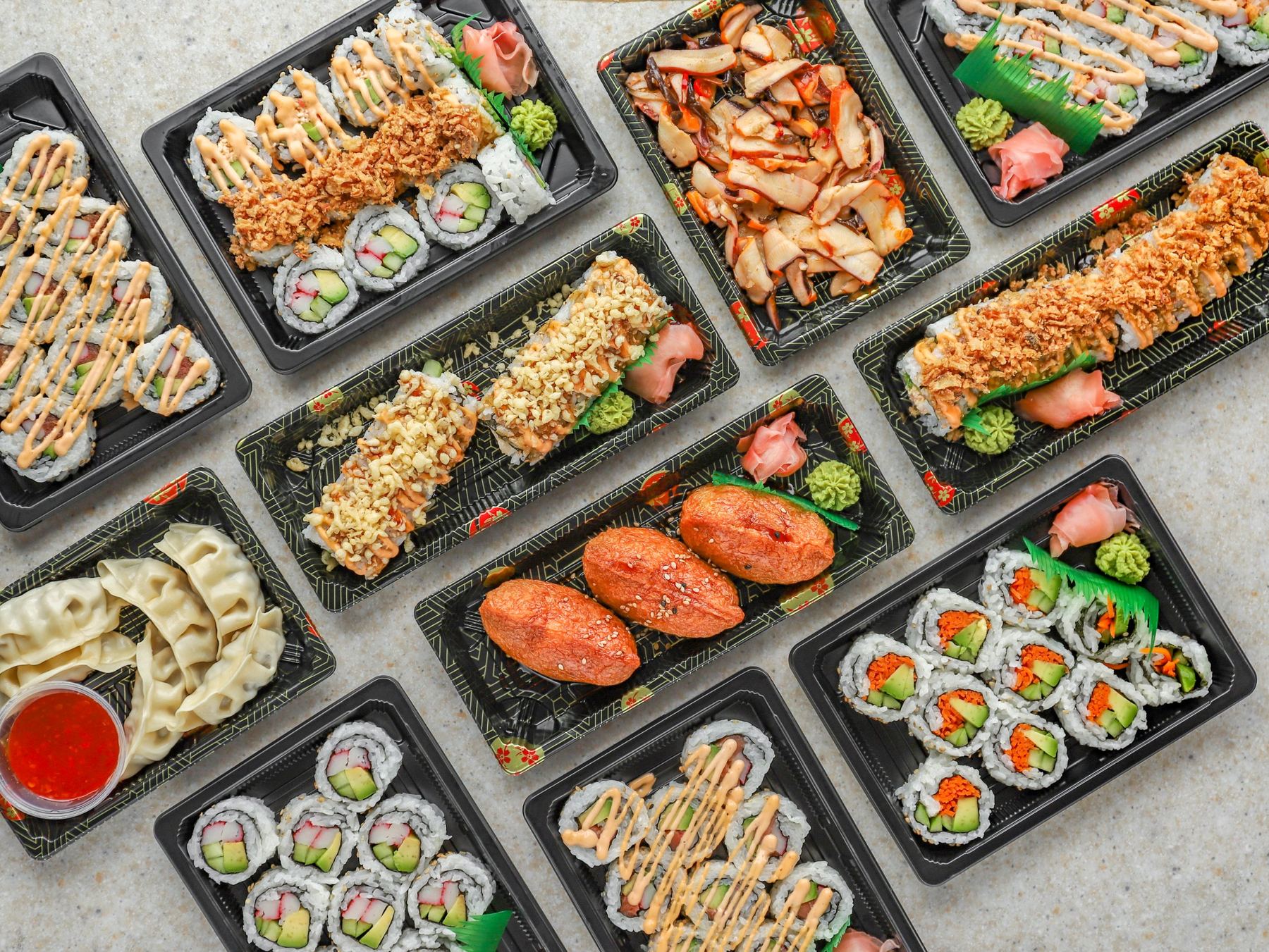 An assortment of Anu Sushi products